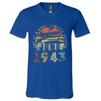 80 Year Old Awesome Since June 1943 80th Birthday V-Neck T-Shirt