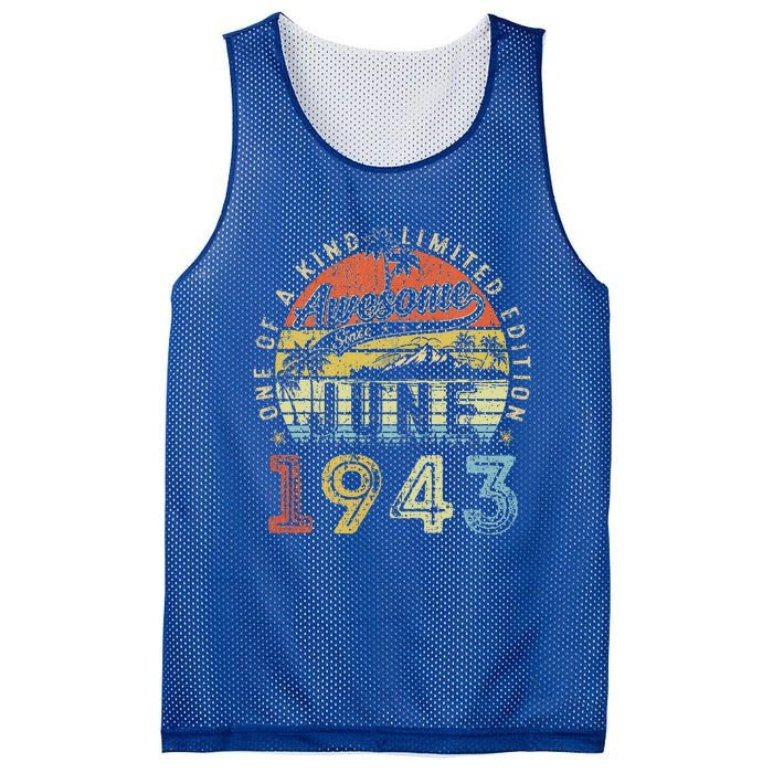 80 Year Old Awesome Since June 1943 80th Birthday Mesh Reversible Basketball Jersey Tank