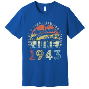 80 Year Old Awesome Since June 1943 80th Birthday Premium T-Shirt