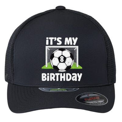 8 Years Old Soccer 8th Birthday Player Bday Party Flexfit Unipanel Trucker Cap