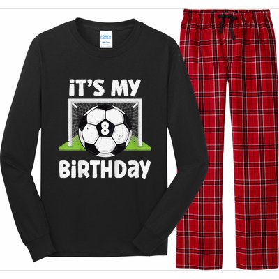 8 Years Old Soccer 8th Birthday Player Bday Party Long Sleeve Pajama Set