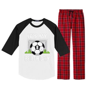 8 Years Old Soccer 8th Birthday Player Bday Party Raglan Sleeve Pajama Set