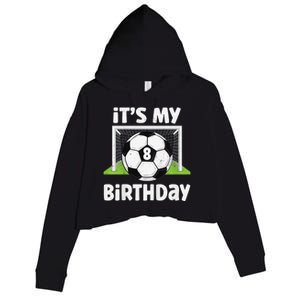 8 Years Old Soccer 8th Birthday Player Bday Party Crop Fleece Hoodie