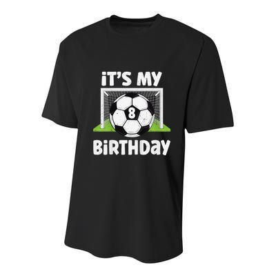 8 Years Old Soccer 8th Birthday Player Bday Party Youth Performance Sprint T-Shirt
