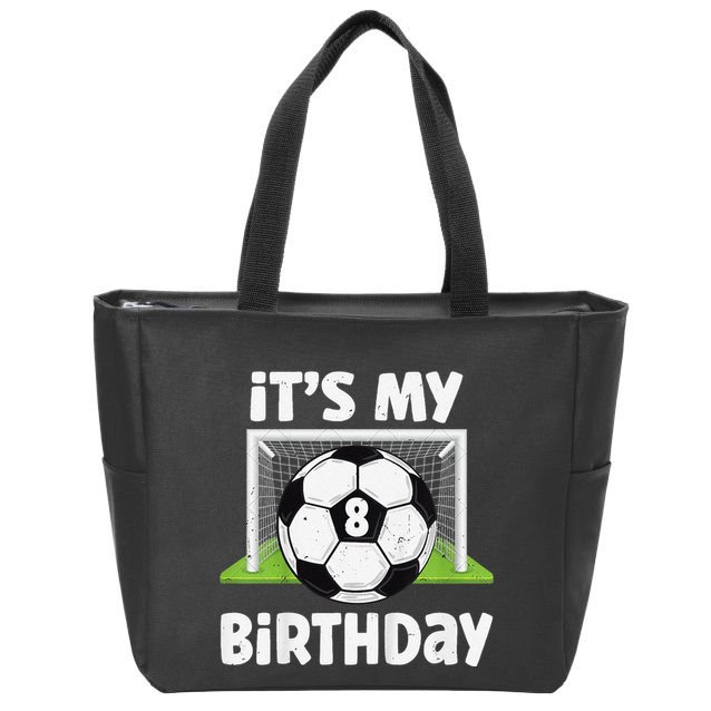 8 Years Old Soccer 8th Birthday Player Bday Party Zip Tote Bag