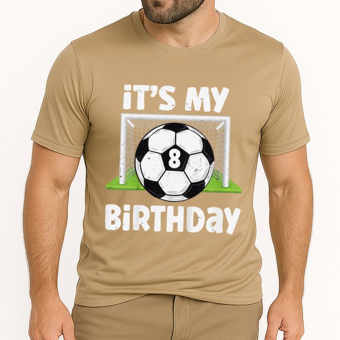 8 Years Old Soccer 8th Birthday Player Bday Party Cooling Performance Crew T-Shirt