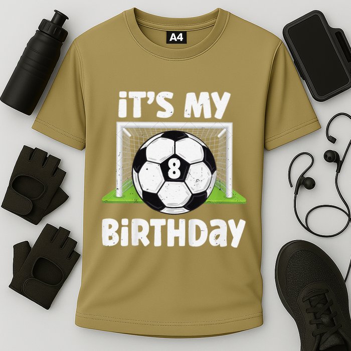 8 Years Old Soccer 8th Birthday Player Bday Party Cooling Performance Crew T-Shirt
