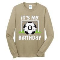 8 Years Old Soccer 8th Birthday Player Bday Party Tall Long Sleeve T-Shirt