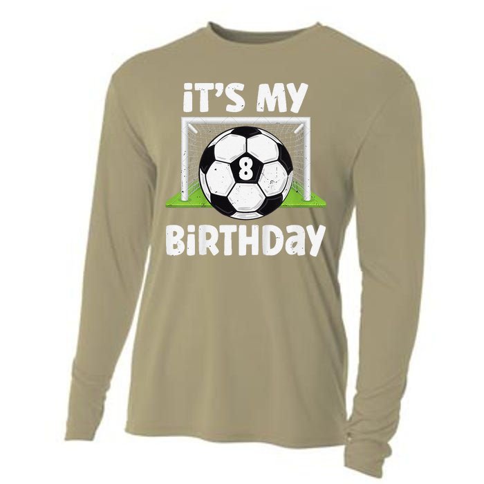 8 Years Old Soccer 8th Birthday Player Bday Party Cooling Performance Long Sleeve Crew