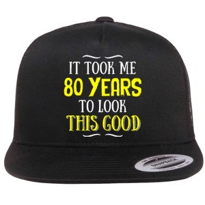 80 Years Old Birthday Flat Bill Trucker Hat