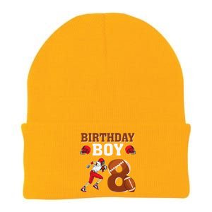 8 Years Old 8th Birthday Football Lover Party Knit Cap Winter Beanie