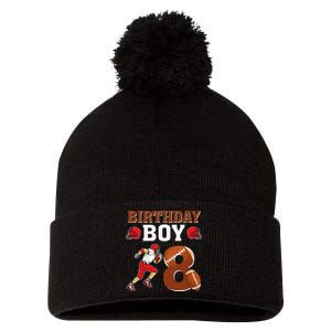 8 Years Old 8th Birthday Football Lover Party Pom Pom 12in Knit Beanie