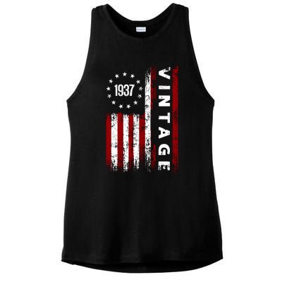 85 Years Old Vintage American Flag 1937 Ladies PosiCharge Tri-Blend Wicking Tank