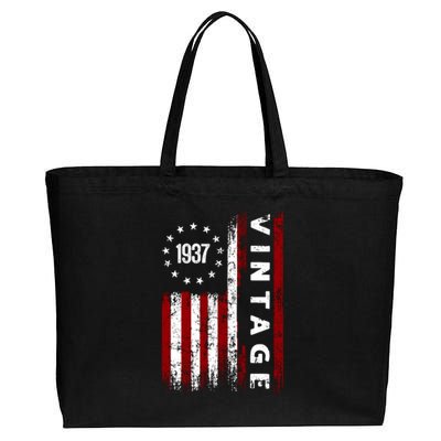 85 Years Old Vintage American Flag 1937 Cotton Canvas Jumbo Tote