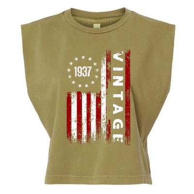 85 Years Old Vintage American Flag 1937 Garment-Dyed Women's Muscle Tee