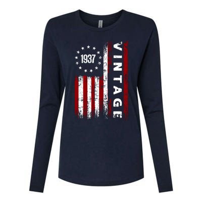 85 Years Old Vintage American Flag 1937 Womens Cotton Relaxed Long Sleeve T-Shirt