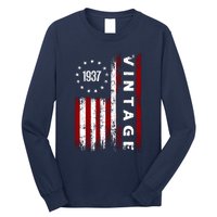 85 Years Old Vintage American Flag 1937 Long Sleeve Shirt