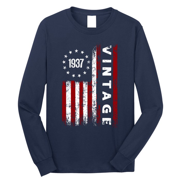 85 Years Old Vintage American Flag 1937 Long Sleeve Shirt