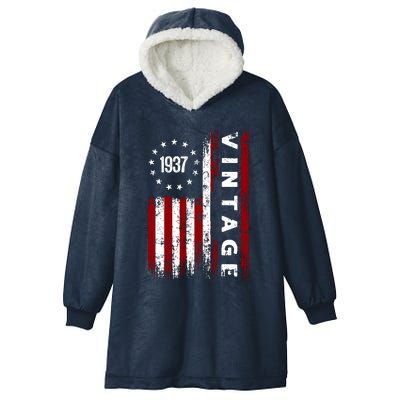 85 Years Old Vintage American Flag 1937 Hooded Wearable Blanket