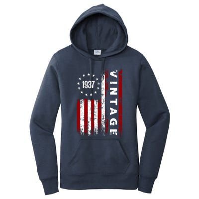 85 Years Old Vintage American Flag 1937 Women's Pullover Hoodie