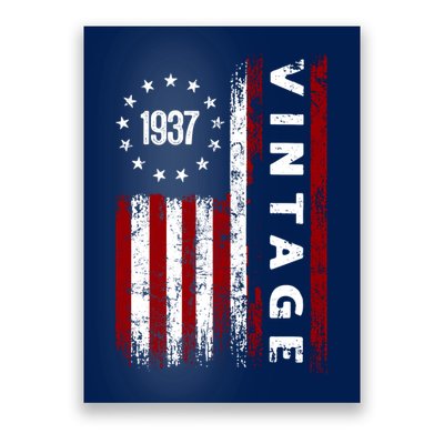 85 Years Old Vintage American Flag 1937 Poster