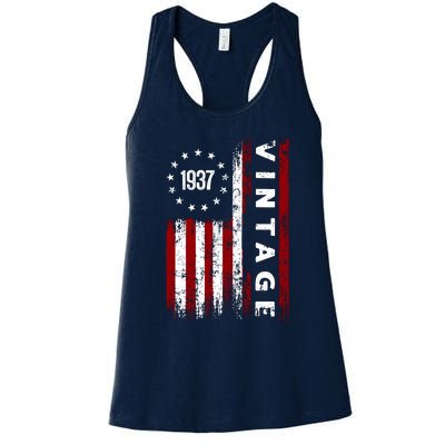 85 Years Old Vintage American Flag 1937 Women's Racerback Tank