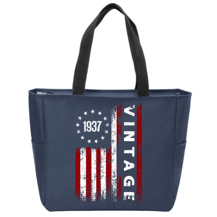 85 Years Old Vintage American Flag 1937 Zip Tote Bag