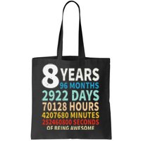 8 Years Old 8th Birthday Gifts Vintage 96 Months Tote Bag