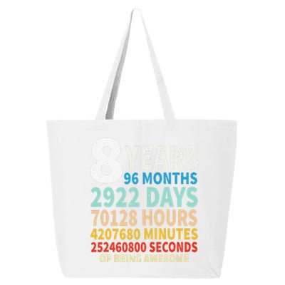 8 Years Old 8th Birthday Gifts Vintage 96 Months 25L Jumbo Tote