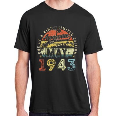 80 Year Old Awesome Since May 1943 80th Birthday Adult ChromaSoft Performance T-Shirt