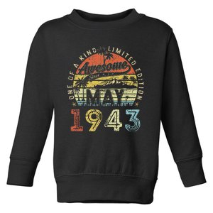 80 Year Old Awesome Since May 1943 80th Birthday Toddler Sweatshirt