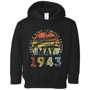 80 Year Old Awesome Since May 1943 80th Birthday Toddler Hoodie