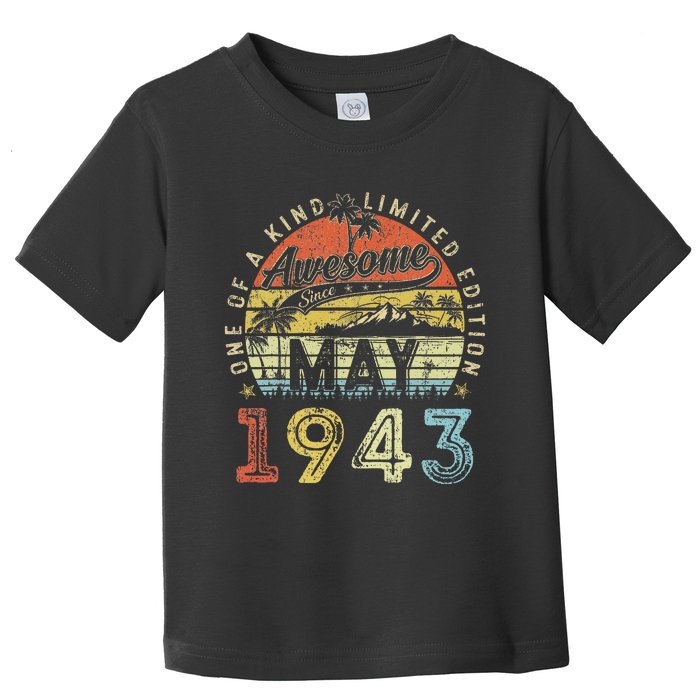 80 Year Old Awesome Since May 1943 80th Birthday Toddler T-Shirt