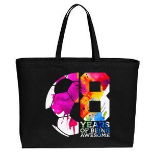 8 Years Of Being Awesome Soccer 8th Birthday Cotton Canvas Jumbo Tote