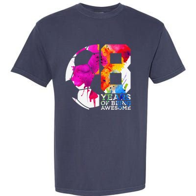 8 Years Of Being Awesome Soccer 8th Birthday Garment-Dyed Heavyweight T-Shirt