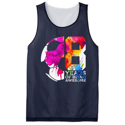 8 Years Of Being Awesome Soccer 8th Birthday Mesh Reversible Basketball Jersey Tank