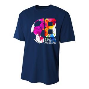 8 Years Of Being Awesome Soccer 8th Birthday Youth Performance Sprint T-Shirt