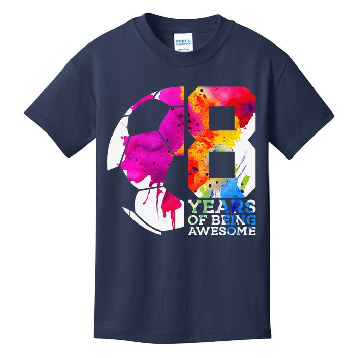 8 Years Of Being Awesome Soccer 8th Birthday Kids T-Shirt