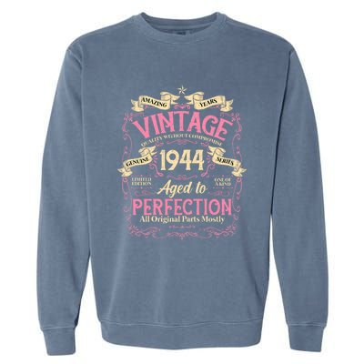 80 Years Old Vintage 80th Birthday Gifts For Women Mom 1944 Garment-Dyed Sweatshirt