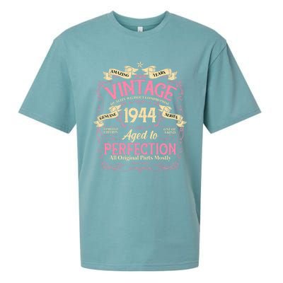 80 Years Old Vintage 80th Birthday Gifts For Women Mom 1944 Sueded Cloud Jersey T-Shirt