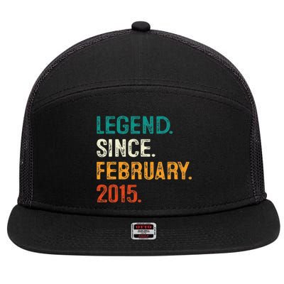 8 Years Old Gift Legend Since February 2015 8th Birthday 7 Panel Mesh Trucker Snapback Hat