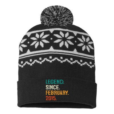 8 Years Old Gift Legend Since February 2015 8th Birthday USA-Made Snowflake Beanie