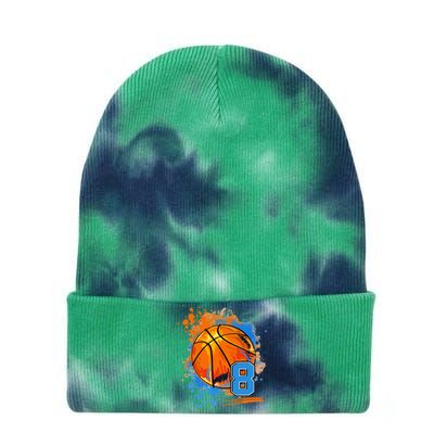 8 Years Old 8th Birthday Basketball Tie Dye 12in Knit Beanie