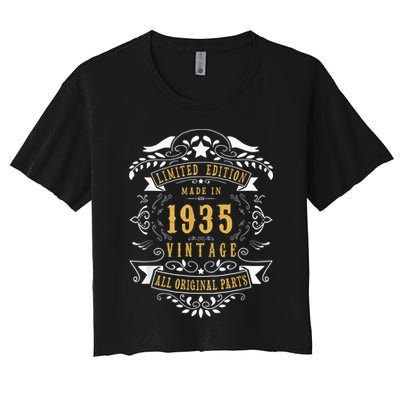 88 Years Old 88th Birthday Present Made Born in 1935  Wo Idea Women's Crop Top Tee