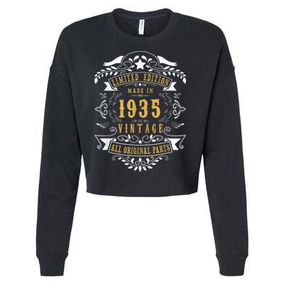 88 Years Old 88th Birthday Present Made Born in 1935  Wo Idea Cropped Pullover Crew