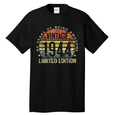 80 Year Old Gifts Vintage 1944 Limited Edition 80th Birthday Tall T-Shirt