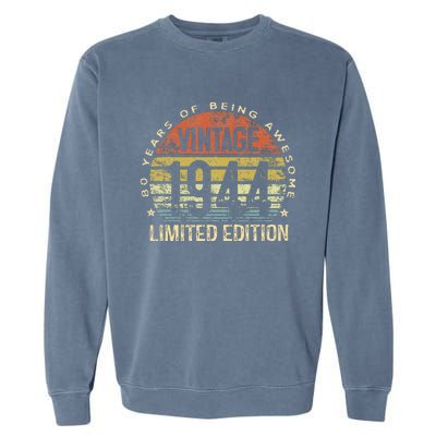 80 Year Old Gifts Vintage 1944 Limited Edition 80th Birthday Garment-Dyed Sweatshirt