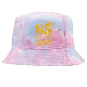 85 Years Of Being Awesome 85th Birthday Present Gifts Funny Crown Tie-Dyed Bucket Hat