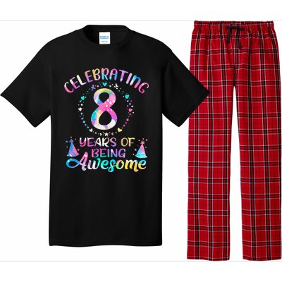 8 Years of Being Awesome 8 Years Old 8th Birthday Tie Dye Pajama Set