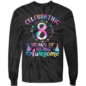 8 Years of Being Awesome 8 Years Old 8th Birthday Tie Dye Tie-Dye Long Sleeve Shirt